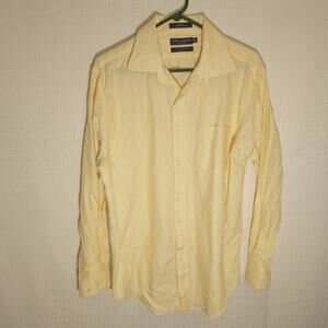 Daniel Cremieux 16.5 35 Dress Shirt Men Yellow Stripe Classic Fit Cotton